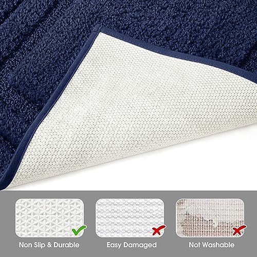 HOMEIDEAS Bathroom Rugs Sets 2 Piece, Soft Non Slip Bath Mat Navy Blue - Image 5