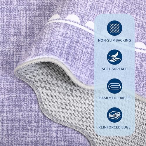 GarveeHome Scalloped Bow Rug 9x12 Washable Purple Rugs - Image 6
