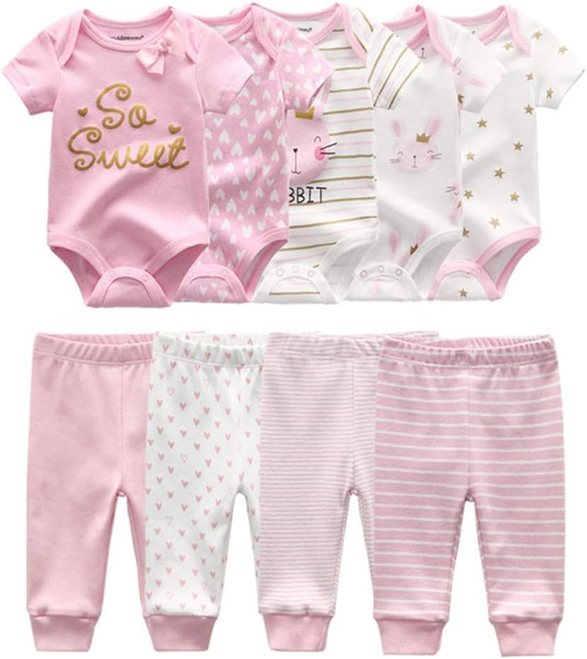 Kiddiezoom Unisex Newborn Baby Short-Sleeve Bodysuit Baby Layette Essentials Giftset Clothing Set