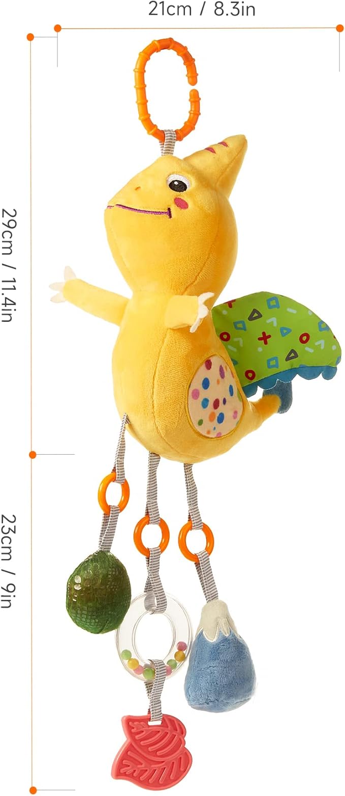 TUMAMA Dinosaur Hanging Rattle Toy, Car Seat Stroller Crib Mobile Toy for 3 6 9 12 Months Boys, Girls Newborn Infants Toddlers