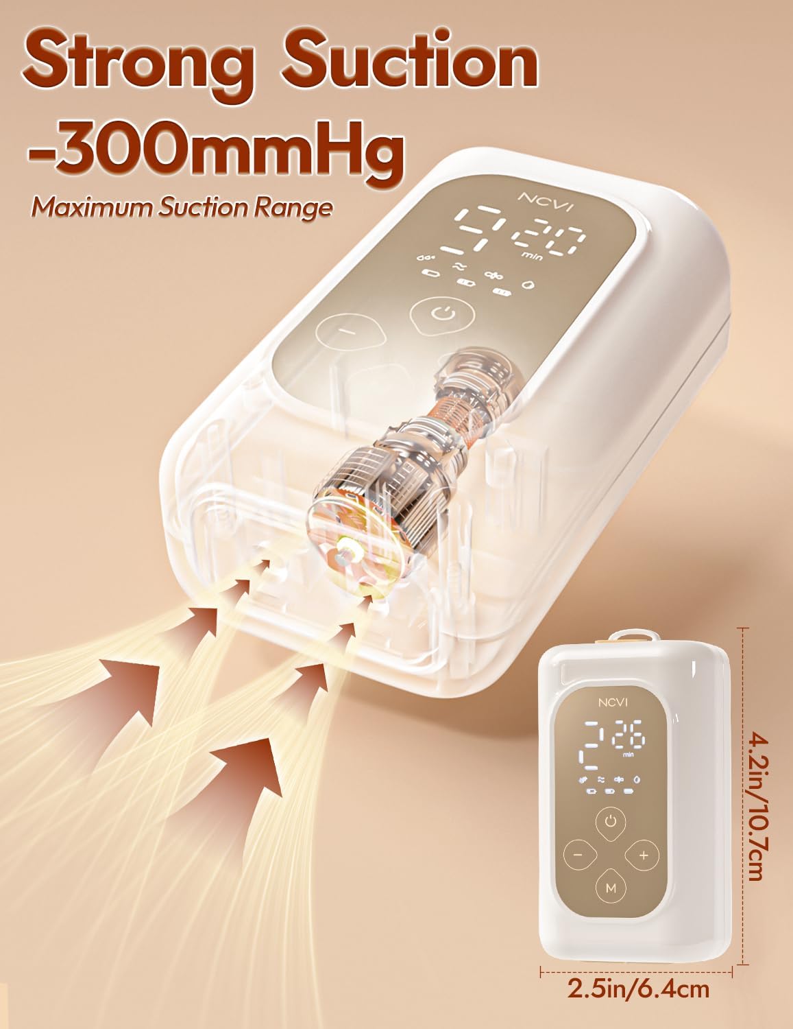 NCVI Ultra-Light Wearable Breastfeeding Pump Hands-Free, Hospital-Grade Portable Electric Breast Pump with Double Sealed Milk Cup, 21/24mm Flanges Suit for 17-23mm Small Nipples, 4 Modes 9 Levels