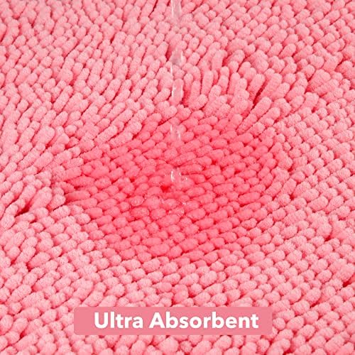 Yeaban Chenille Pink Bathroom Runner Rug 17"x47" - Image 4
