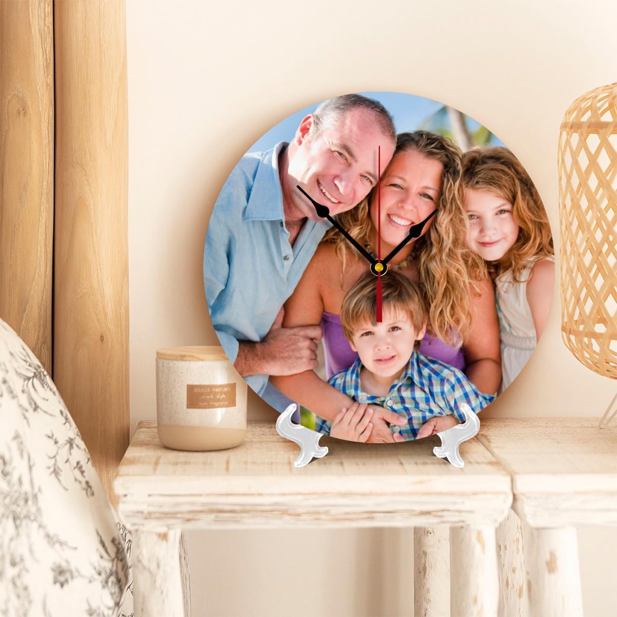 Generic Custom Clocks for Walls Personalized Picture Hanging Time Clocks That PVC Customized Round Silent Clock for Living Room Wedding Friend Family Lover, 12inch-30cm