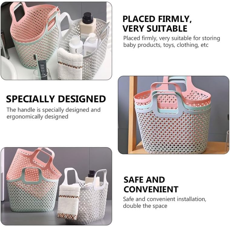 Zerodeko Handheld Bathing Basket 11.02X9.84X5.11In Bathroom Storage Organizer - Image 4
