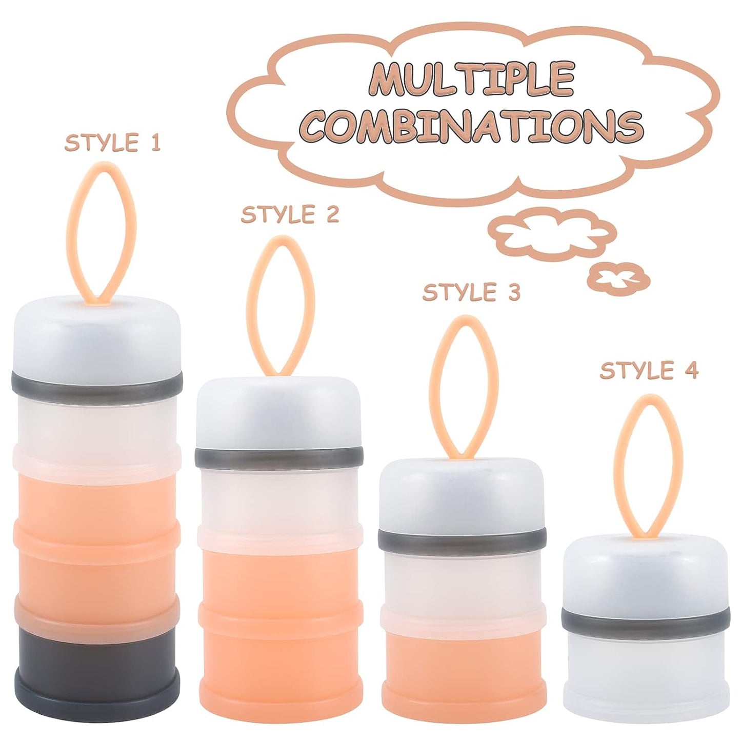 Accmor Baby Formula Dispenser On The Go, Stackable Formula Dispenser for Travel Formula Container to Go, Non-Spill Milk Powder Baby Kids Snack Storage Container, BPA Free, 2 Packs