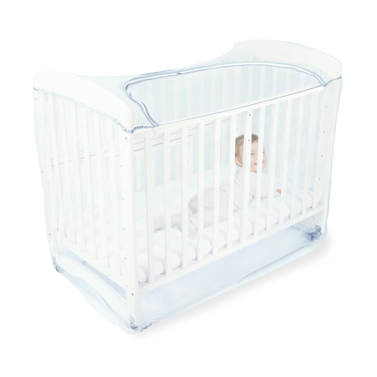 Orzbow Baby Crib Tent to Keep Baby from Climbing Out, Encrypted Mosquito Net for Crib, Crib Net with Two-Way Zippers, Durable and Breathable Mesh Cover, Falls and Mosquito Bites, White