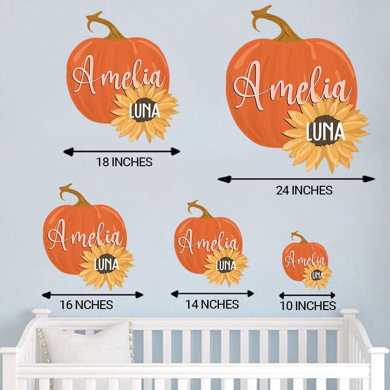 IZI POD Personalized Wooden Name Sign, Round 3D Nursery Name Sign, Pumpkin - Image 5