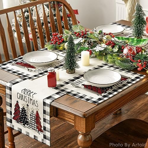 Artoid Mode Waterclor Buffalo Plaid Christmas Trees Placemats Set of 12 - Image 5