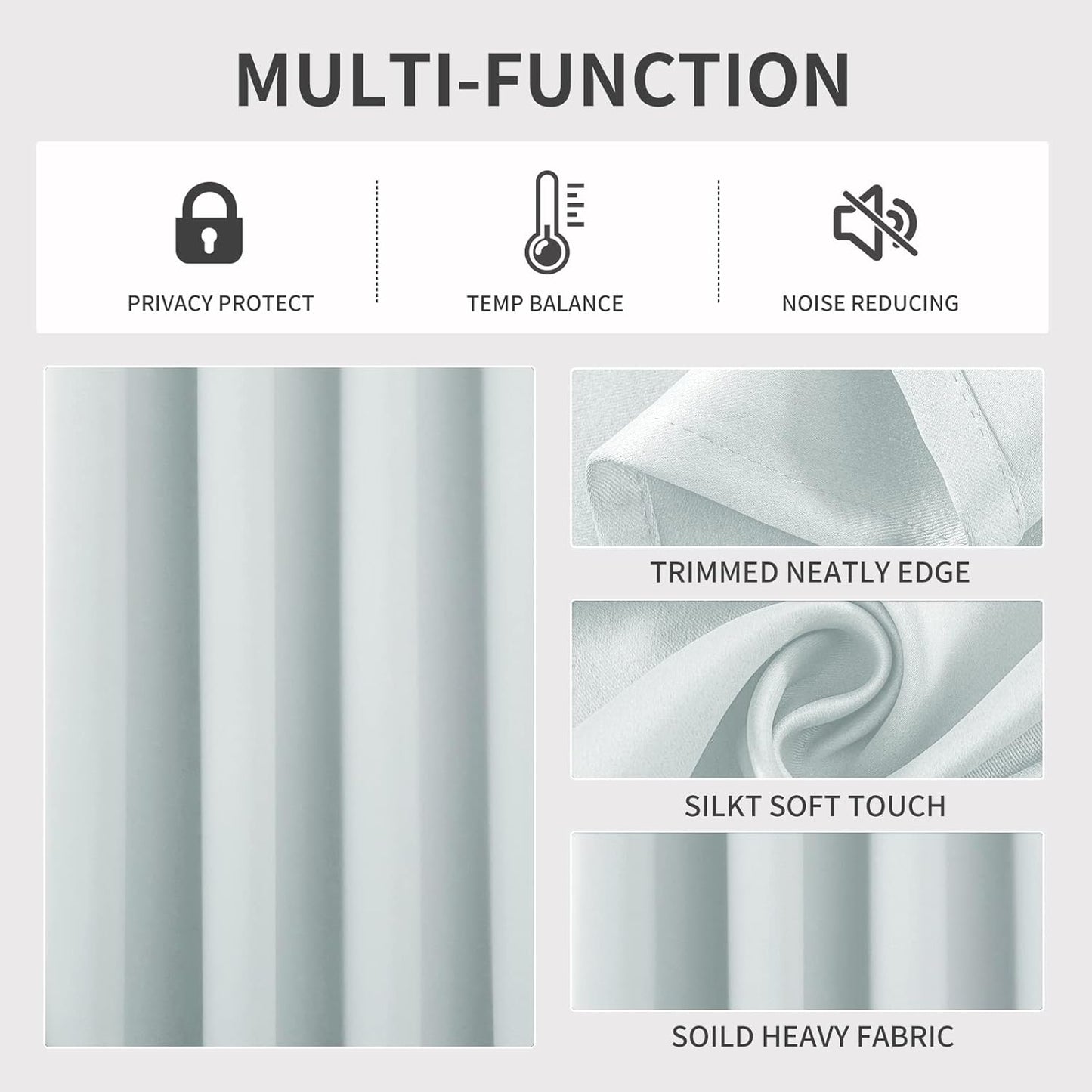 Joydeco White Curtains 120 Inches Long 2 Panels Set, Thermal Insulated Long Curtains& Drapes 2 Burg, Christmas Drapes for Living Room Bedroom Window (W52 x L120 Inch, Greyish White)