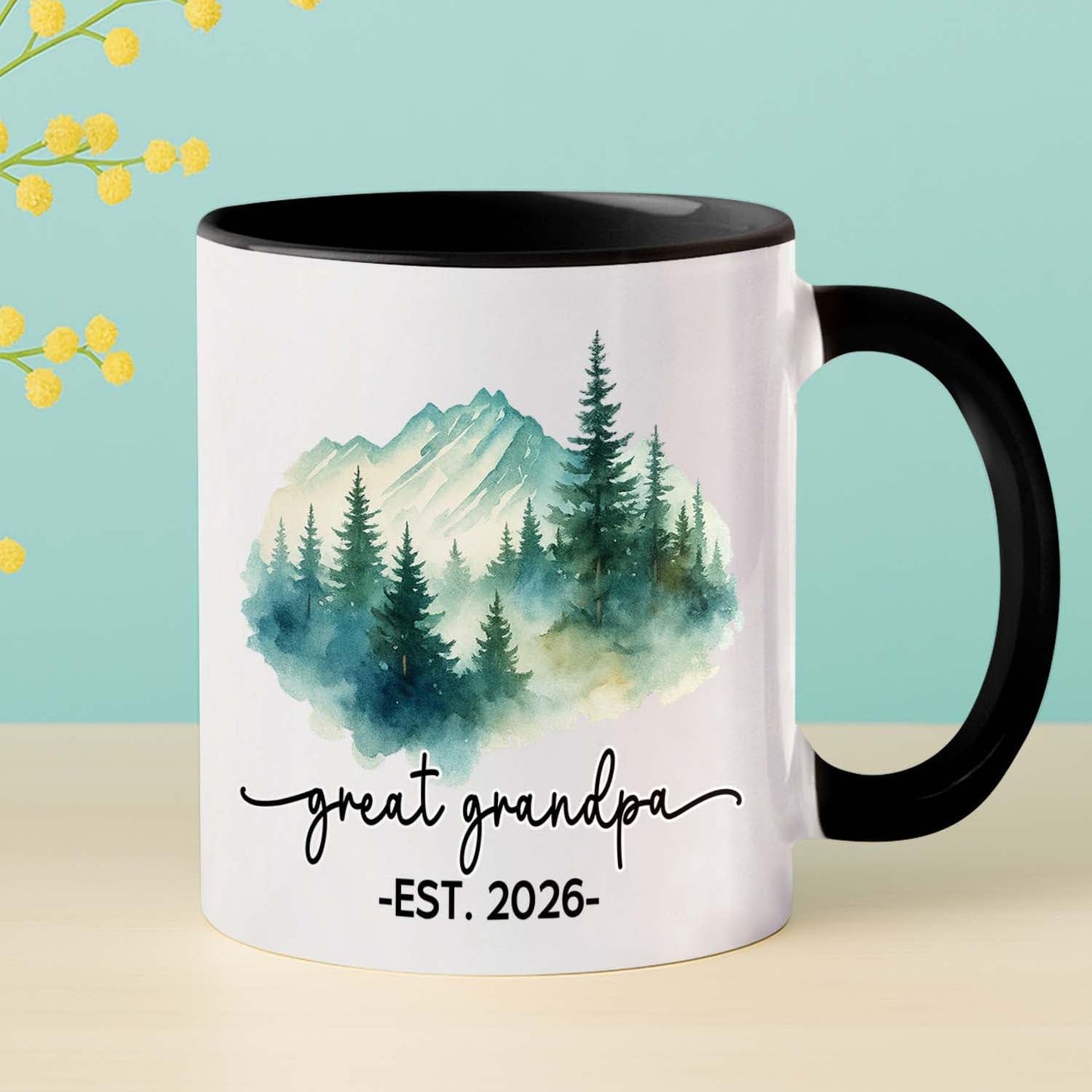 Promoted To Be Great Grandpa Coffee Mug 11Oz 15Oz, Personalized New Great Grandpa EST. 2026 Accent Ceramic Cup Gift For Pregnancy Reveal, Customized Nickname & Year Great-Grandfather White Coffee Cup