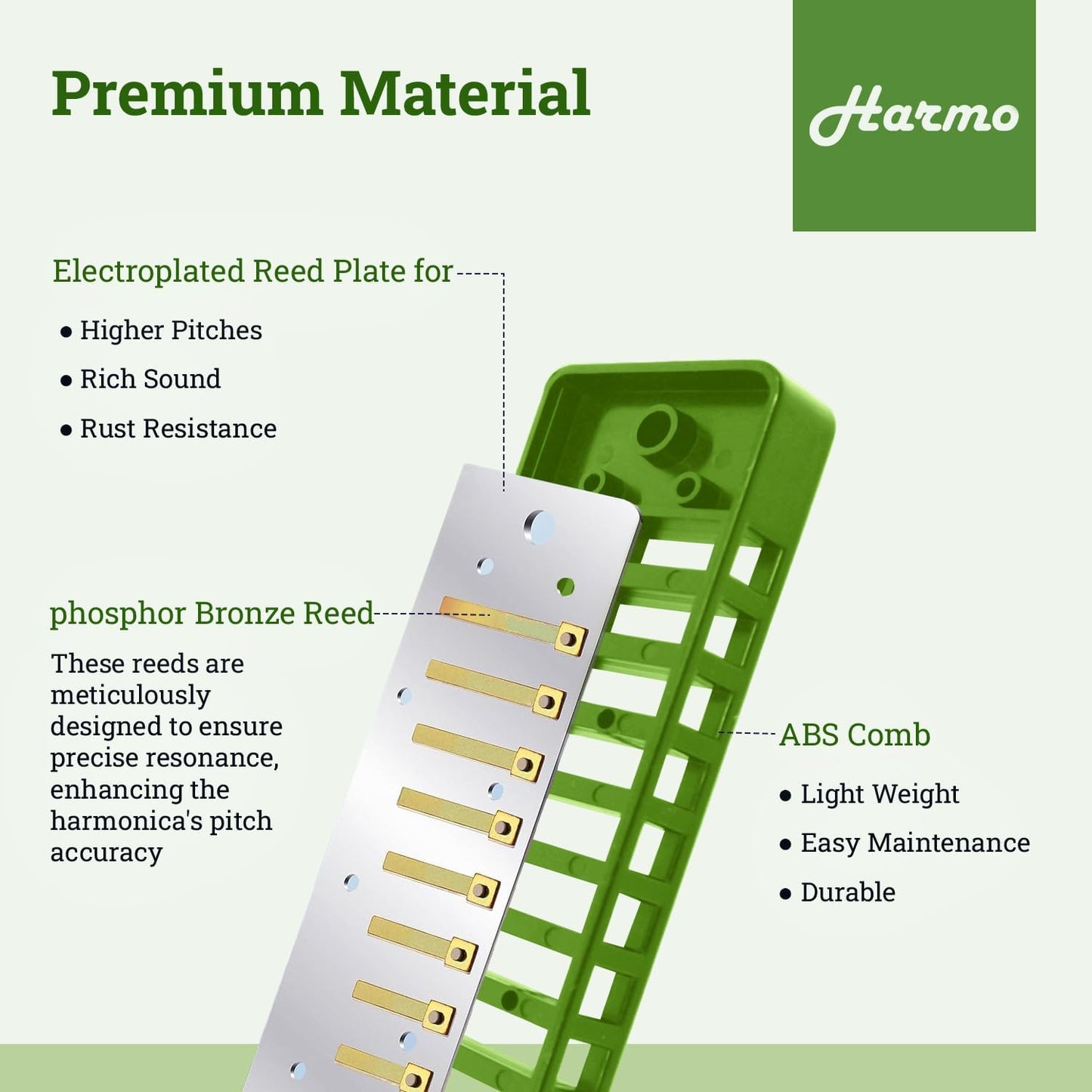Polar Diatonic Melody Tuned Harmo Harmonica Key of Eb - Specially Tuned for Easy Melodies in Cross Harp, 2 Octaves Without Bends, Loud & Responsive with Smooth Edges - USA-Checked