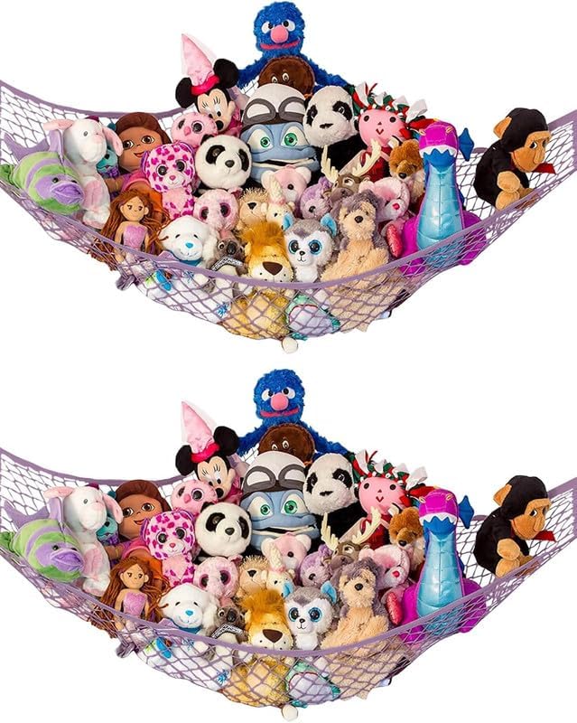 Extra Large Stuffed Animal Storage Hammock 2 Pack | Holds 12 lbs | Corner by LillysLove