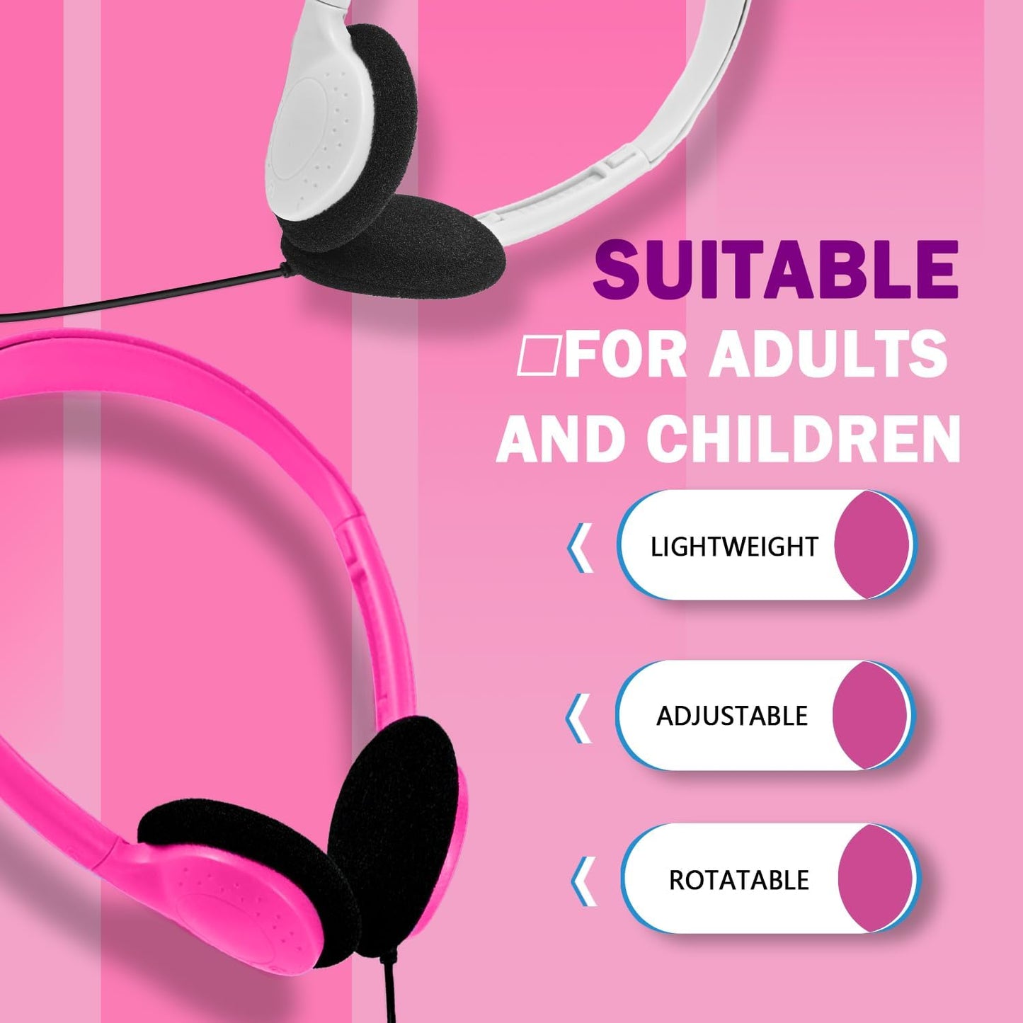 Kids Headphones Bulk 20 Pack for School Classroom Students Children Toddler Boys Girls Teen Adults