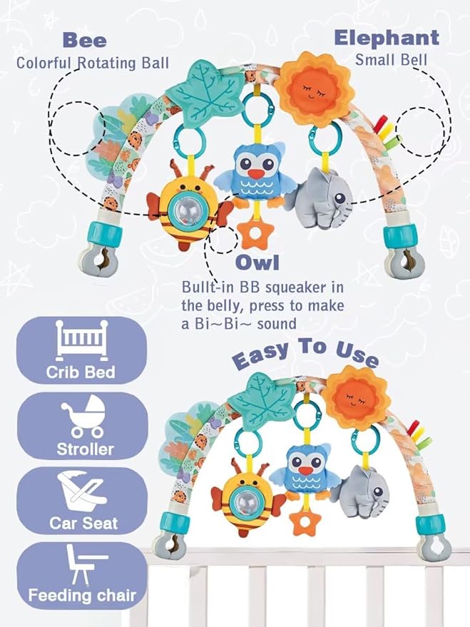 Baby Stroller Arch Toys, Pau1Hami1ton Car Seat Toys,Baby Gifts.S-19(Blue Owl)