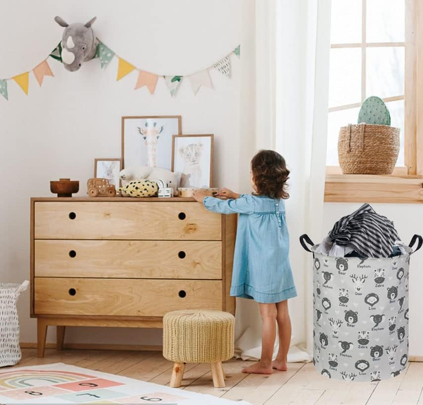 Kids Laundry Hamper, Baby Laundry Basket Animal Storage Baskets - Image 4