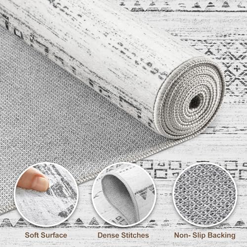 Nakagishi Boho 2x6 Runner Rug Machine Washable Rugs Non Slip Gray - Image 3