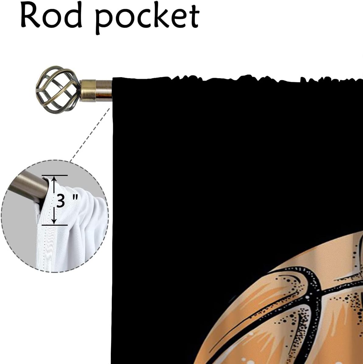 Basketball Blackout Curtains for Boy Girl Room Darkening Decor,Sport Theme Motto Dark Background Bedroom Living Room Home Rod Pocket Thermal Insulated Window Curtain/Drapes Panel,84x84 Inch…