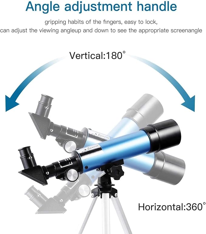 Telescope for Beginners and Kids, 60mm Aperture Refractor, Portable, Portable 90X Astronomical Telescope with Tripod, 2 Eyepieces, 1.5X Barlow Len, Astronomy Gift