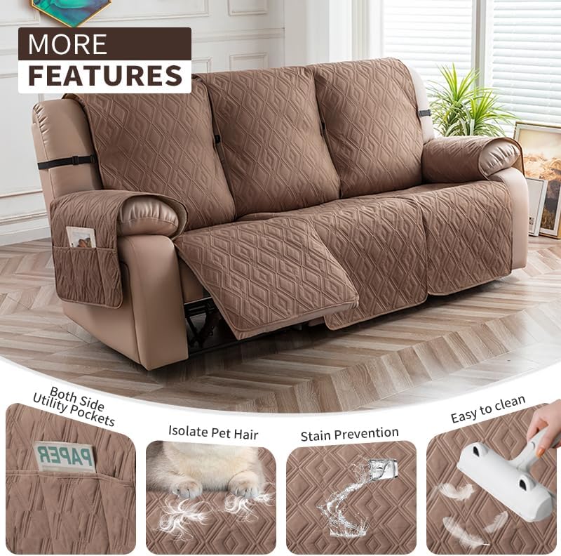 Genina Waterproof Couch Cover for Reclining Couch 3 Seater Non-Slip, Washable - Image 4