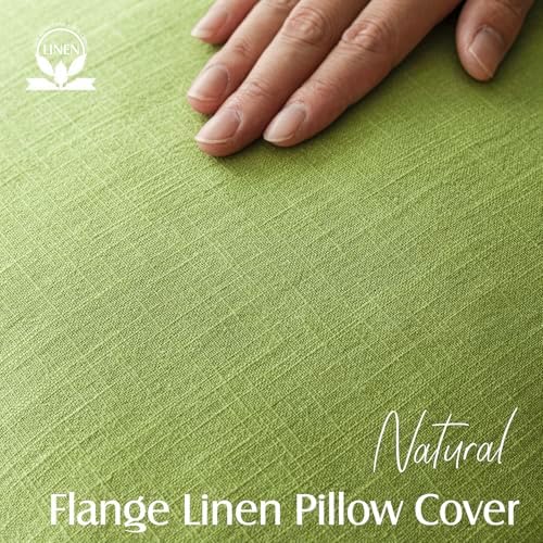 Foindtower Linen Solid Decorative Throw Pillow Covers 26x26 Inch Lush Green - Image 2