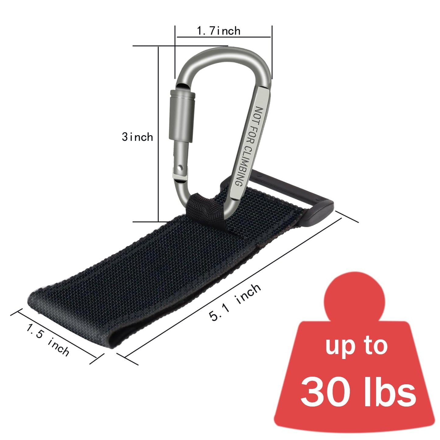 4 Pcs Baby Stroller Hook, Carry 30 lbs per Stroller Carabiner Clip, Adjustable Baby Stroller & Car Seat Hook for Hanging Diaper Bag, Wheelchair,Golf cart, Shopping and Pet Cart