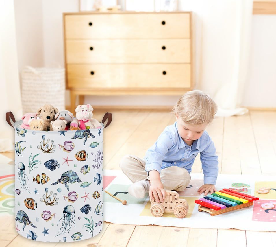 Kids Laundry Hamper, Ocean Laundry Basket Collapsible Boys and Girls Storage - Image 2