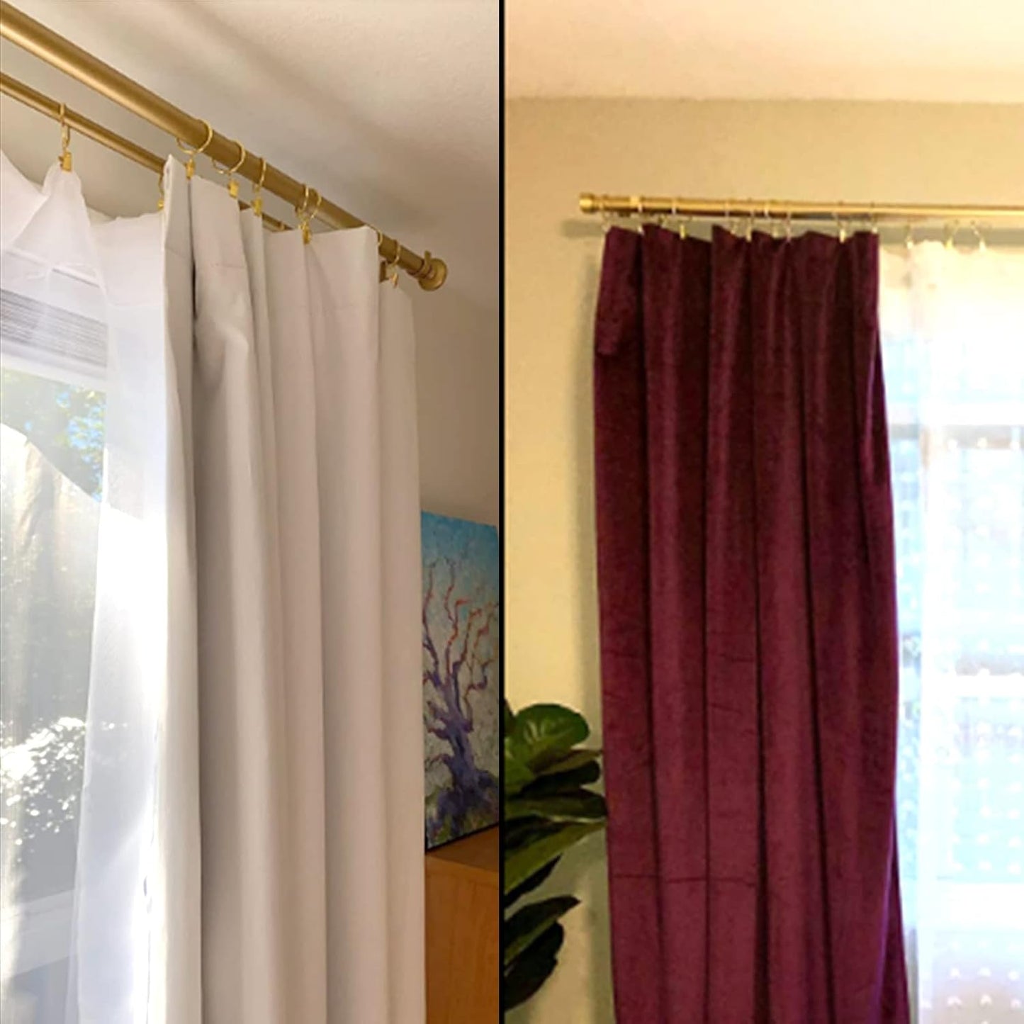 40 Pack Gold Curtain Rings with Clips, Curtain Hooks Hangers Clip Rings for Hanging Drapes Bows Hat, Drapery Rings 1.26 in I D, Fits up to 1 in Diameter Curtain Rod.