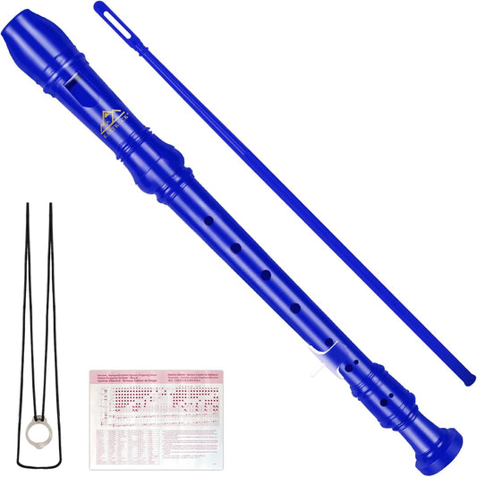 Eastrock Recorder Instrument German Style Soprano Recorder White 3 Pieces for Beginners and professions with Cleaning Rod, Fingering Chart, Packing Bag, Thumb Rest