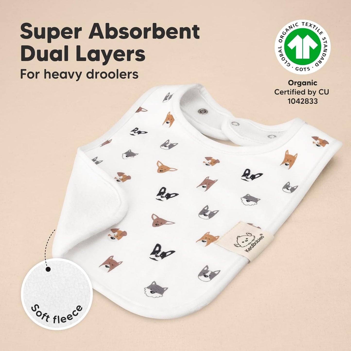 KeaBabies 8-Pack Organic Baby Bibs for Boys, Girls - Super Absorbent Cotton Drool Bibs for Baby Girl & Boy, Teething Toddler, Drooling Newborn, Ultra Soft & Machine Washable (Pets & Paws)