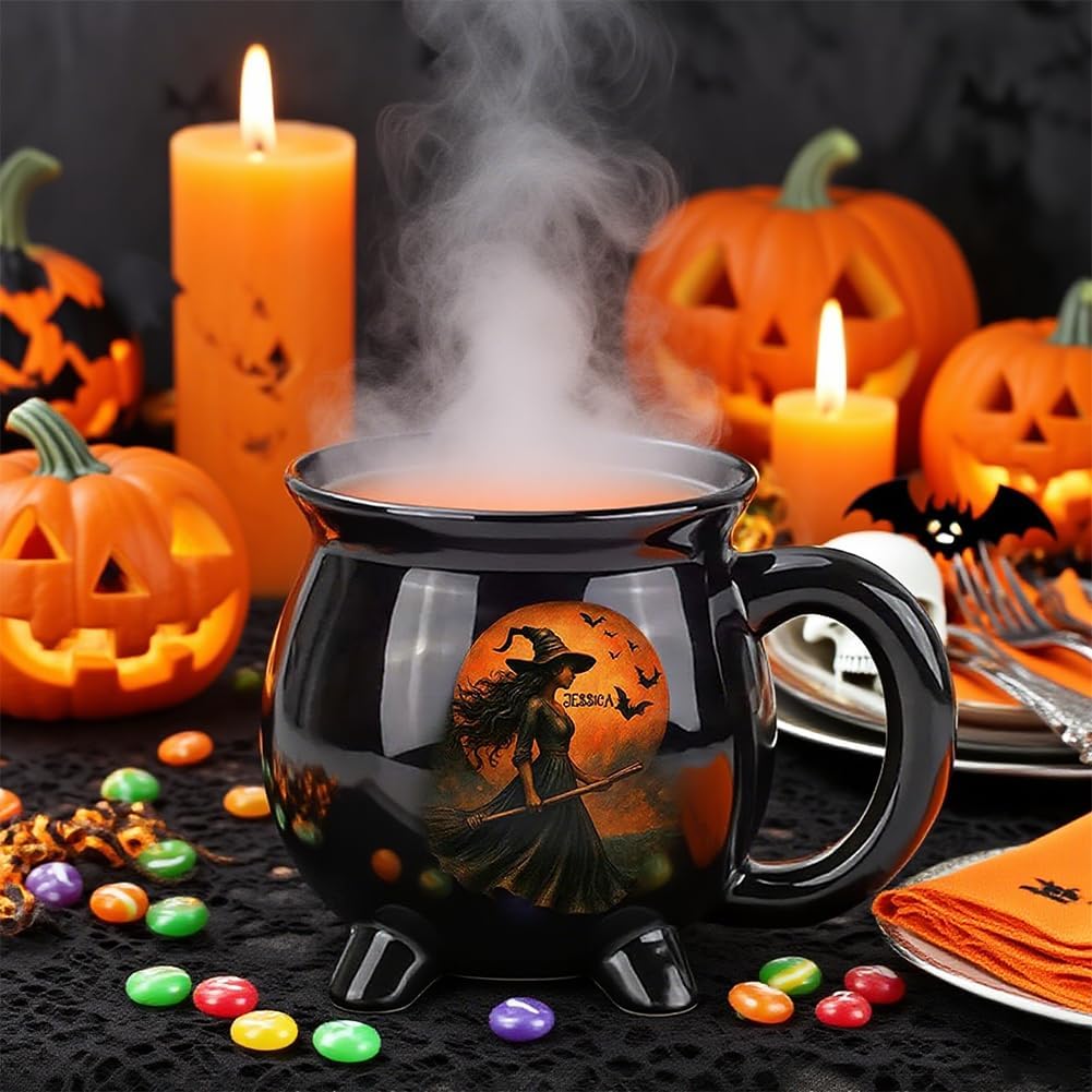 Custom Witch Cauldron Mug, Personalized Witches Brew Halloween Coffee Mug, Halloween Mugs Gifts For Women, Besties, Family, Witches Cauldron, Witch Coffee Mug, Witchy Gifts For Women (1PC)