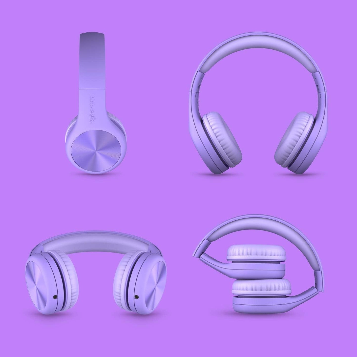 LilGadgets Connect+ Pro Wired Kids Headphones for School w/Microphone, Volume Limiting, Noise Reducing Over-Ear Headset w/Cord, SharePort Technology & SoftTouch Padding, Purple Headphones for Kids