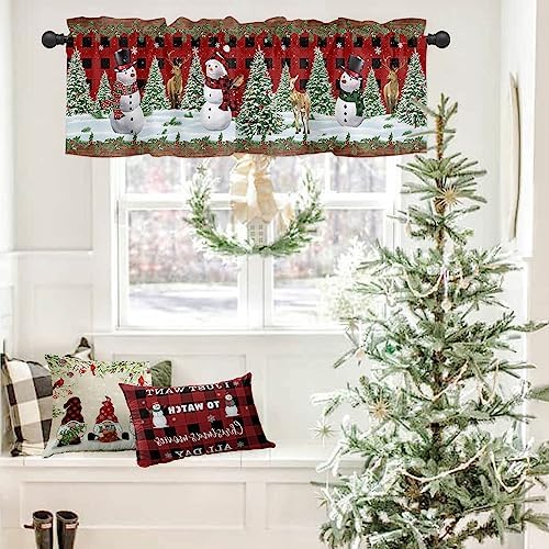 Christmas Snowman Valance Kitchen Curtains - Image 4