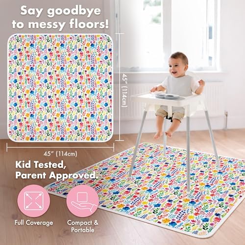 BapronBaby Rainbow Watercolor Floral Waterproof Splash Mat Floor Cover - Image 4