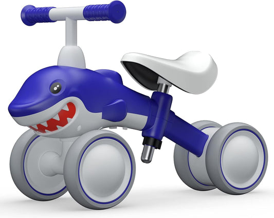 Baby Balance Bikes Seat Adjustable Toddler Riding Toy for 1 + Year Old Boys Girls, 12-48 Months Baby's First Bike First Birthday Blue Shark