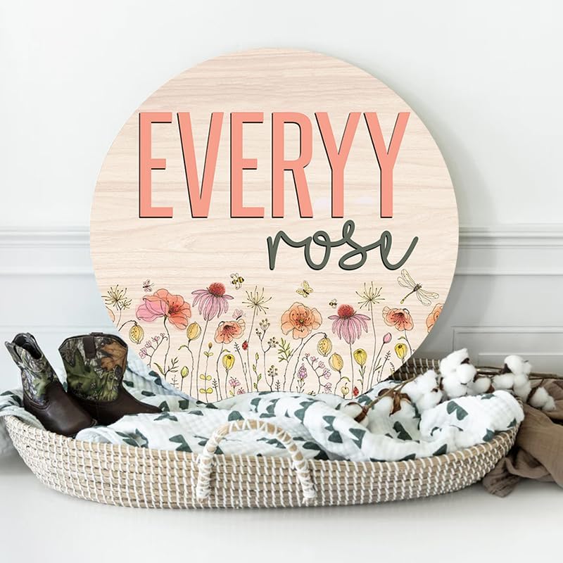 Personalized Wooden Round 3D Nursery Name Sign Boho Floral Pattern, Baby Name - Image 2