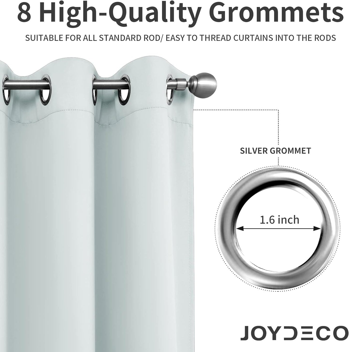 Joydeco White Curtains 63 Inches Long 2 Panels Set, Thermal Insulated Long Curtains& Drapes 2 Burg, Room Darkening Grommet Drapes for Living Room Bedroom Window (W52 x L63 Inch, Greyish White)