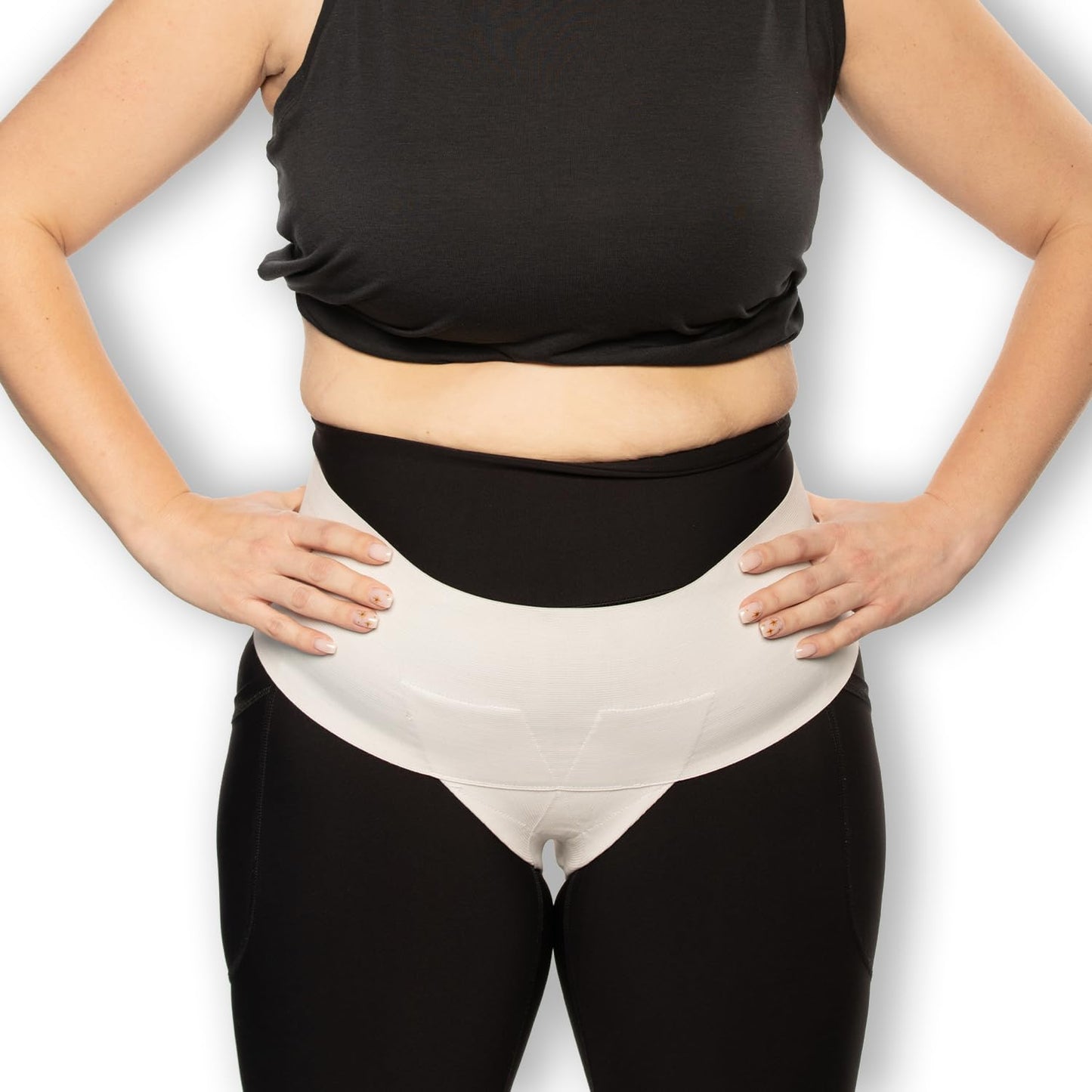 Women's Pelvic Support Belt - Uterus & Bladder Girdle | Postpartum Recovery, Pain Relief | High Waist White (Large)