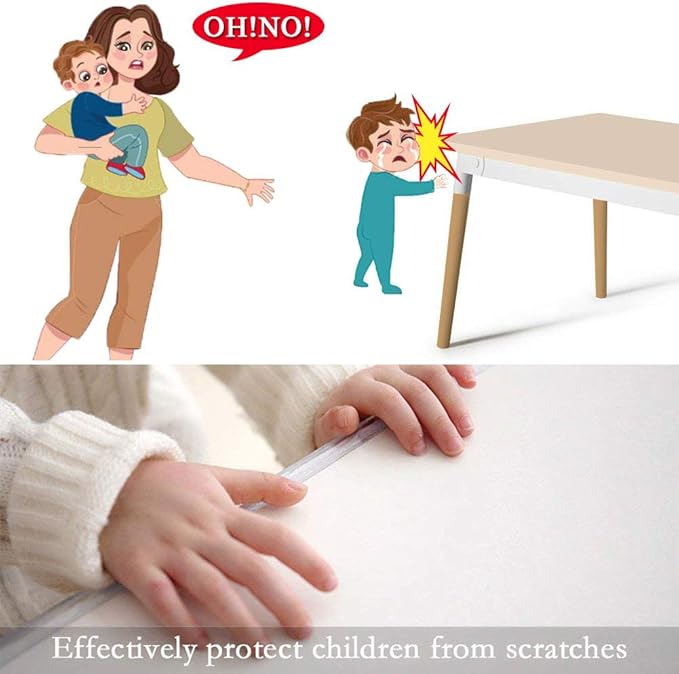 Edge Protector 100% Silicone, Baby Proofing Corners Clear Guards, Pre-Tape Adhesive Soft for Kids Safety, Child Table Cabinets Furniture Bumper (4/5x4/5 in, 3 FT)