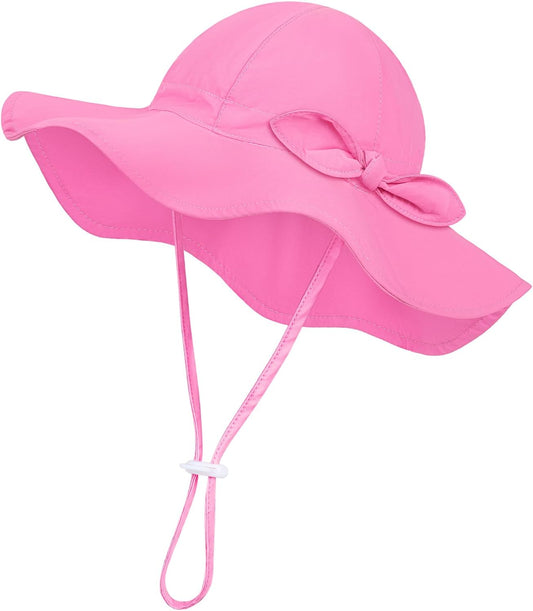 Baby Sun Hat Toddler Girl Beach Hat Adjustable Outdoor Summer Hat UPF 50+ Sun Protection Wide Brim Infant Kids
