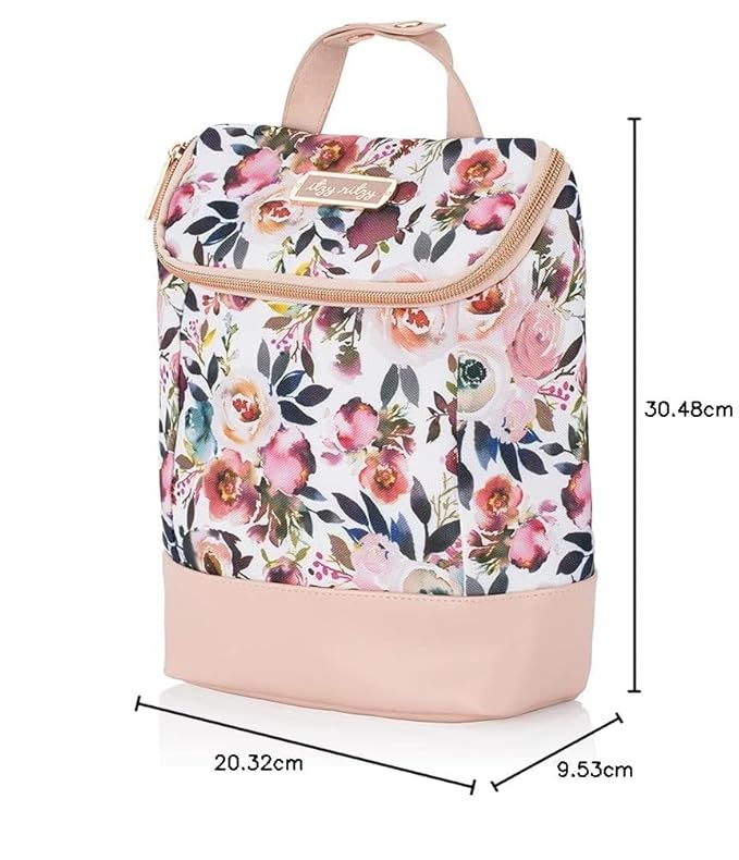 Itzy Ritzy Insulated Bottle Bag – Keeps Bottles Warm or Cool - Holds 3 Bottles & Features Interior Pocket for Ice Pack (Not Included), Blush Floral