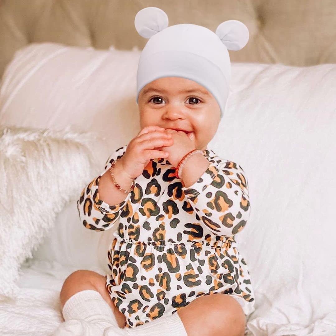 DRESHOW BQUBO 4 Pieces Baby Beanie Newborn Toddler Soft Cute Knit Hat Hospital Hats for Baby Boys Infant Cap Beanies