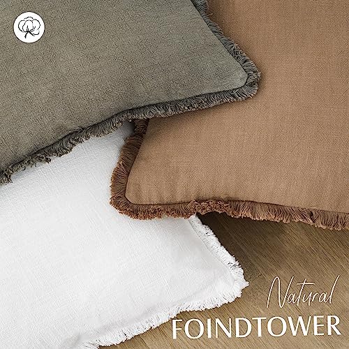 Foindtower Decorative Linen Fringe Throw Pillow Covers 18×18 Inch - Image 4
