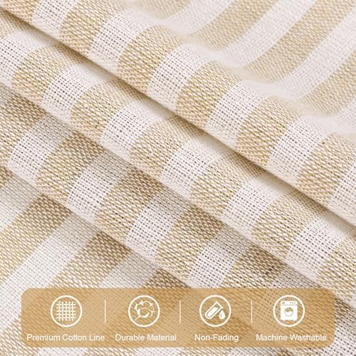 ASPMIZ Linen Kitchen Curtains 24 Inch Length, Farmhouse Boho Button Kitchen - Image 6