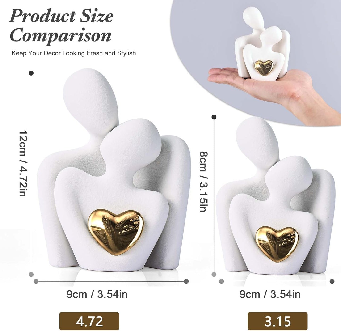 XMGZQ Mini Couple Statue Tv Stand Decor Items for Living Room Home Decor,Bedroom Decor for Couples Sculpture for Anniversary Wedding,Love Gifts for Couples 2025,Knick Knacks for Shelves