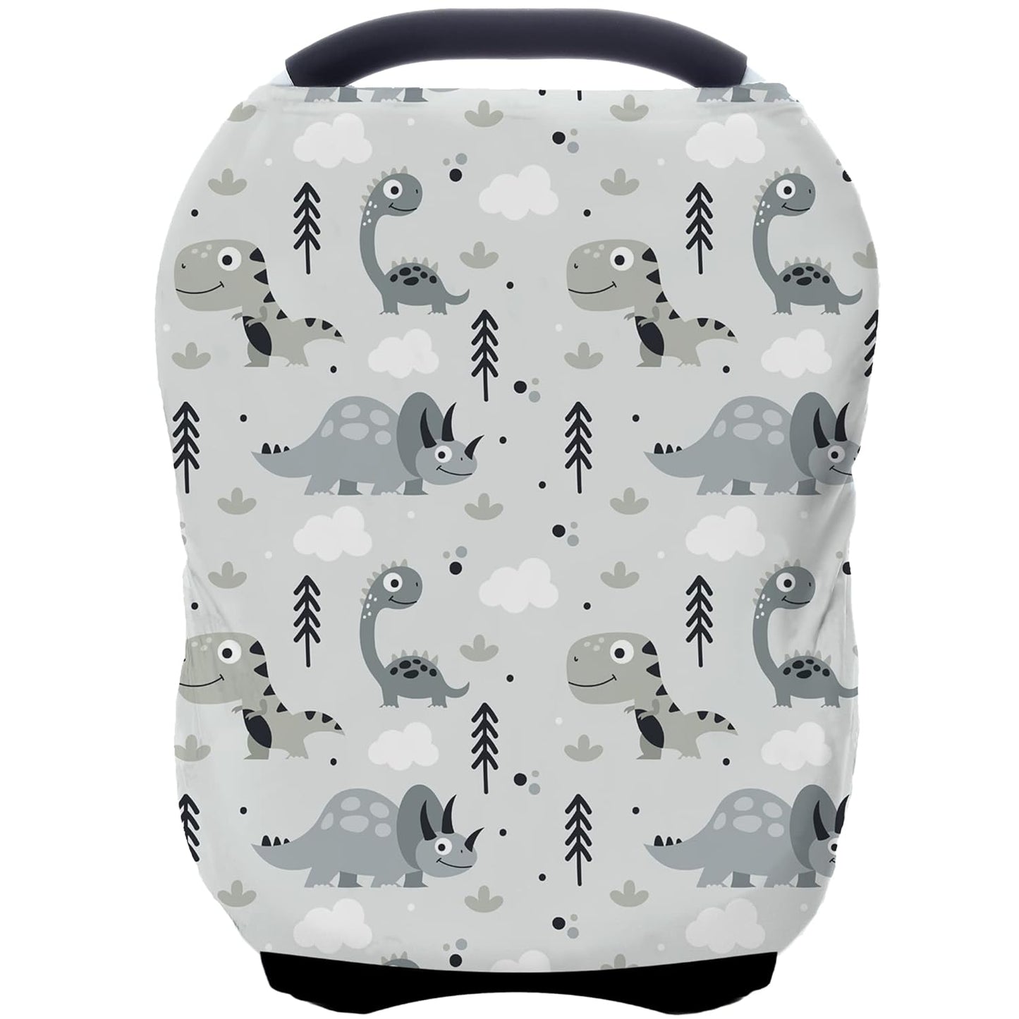 Car Seat Covers for Babies - Multi- use Nursing Carseat Canopy, Breastfeeding Covers, Baby Shower Gifts for Boys and Girls (Grey Dinosaur)