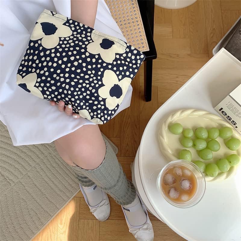 PAZIMIIK Floral Makeup Bag Large Cotton Zipper Pouch - Image 6