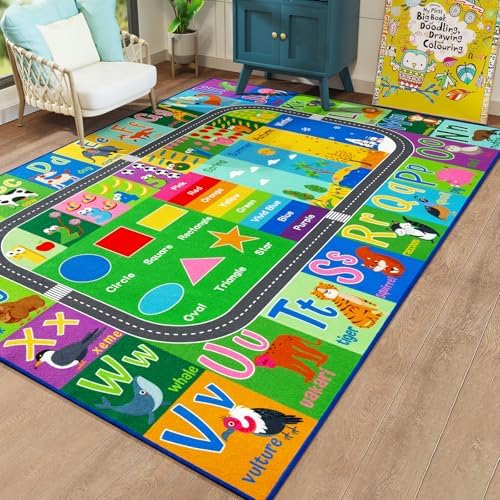 HOMORE Kids Educational Rug, 4x6 Green Kids Rugs - Image 7