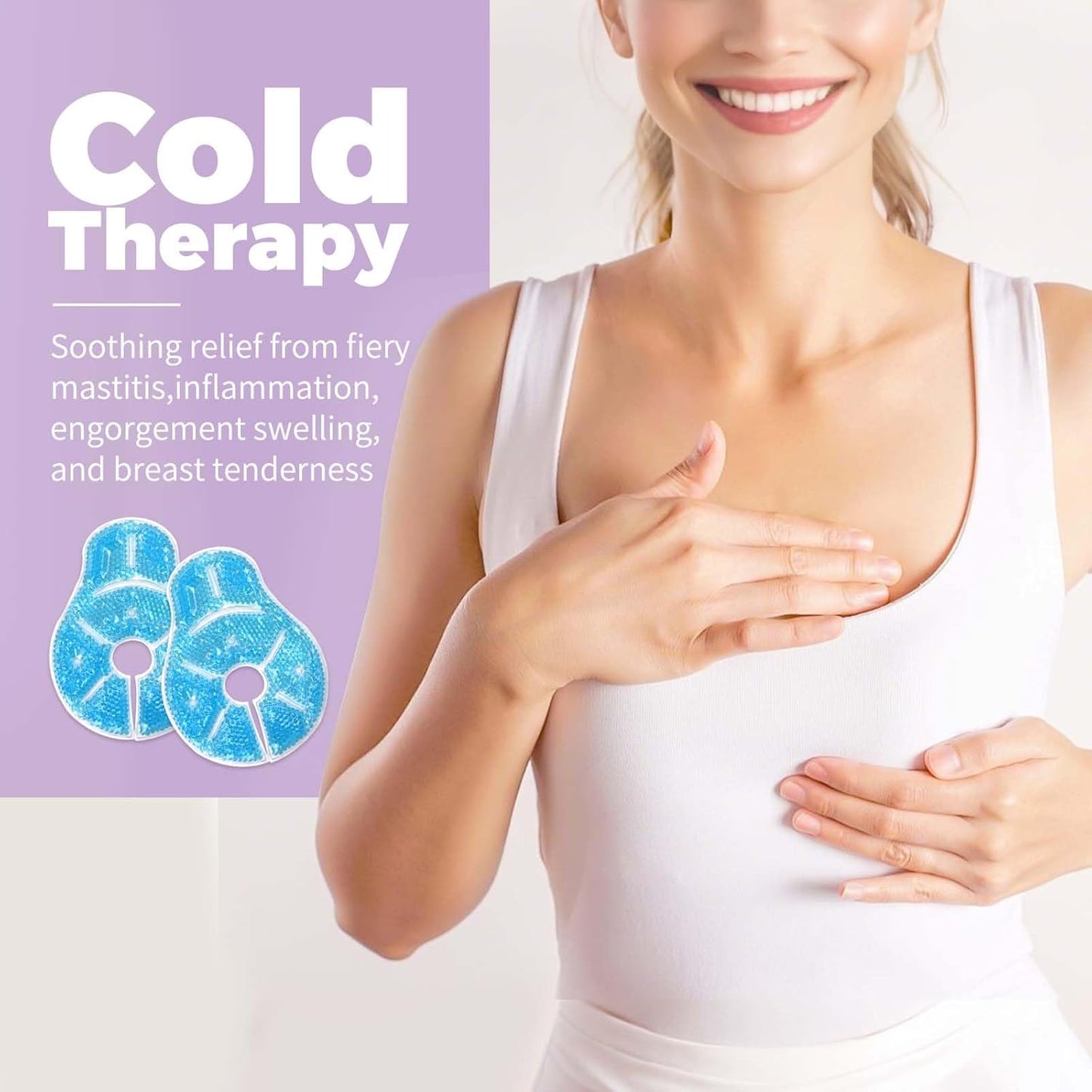 Breast Therapy Ice Packs, Hot and Cold Breast Pads, Breastfeeding Essentials Large Gel Bead Packs for Moms, 2 Pack (Teal, L)