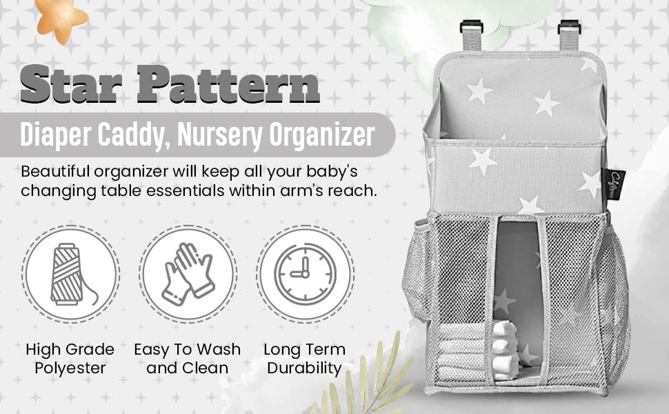 Star Pattern Diaper Caddy and Nursery Organizer - Image 2