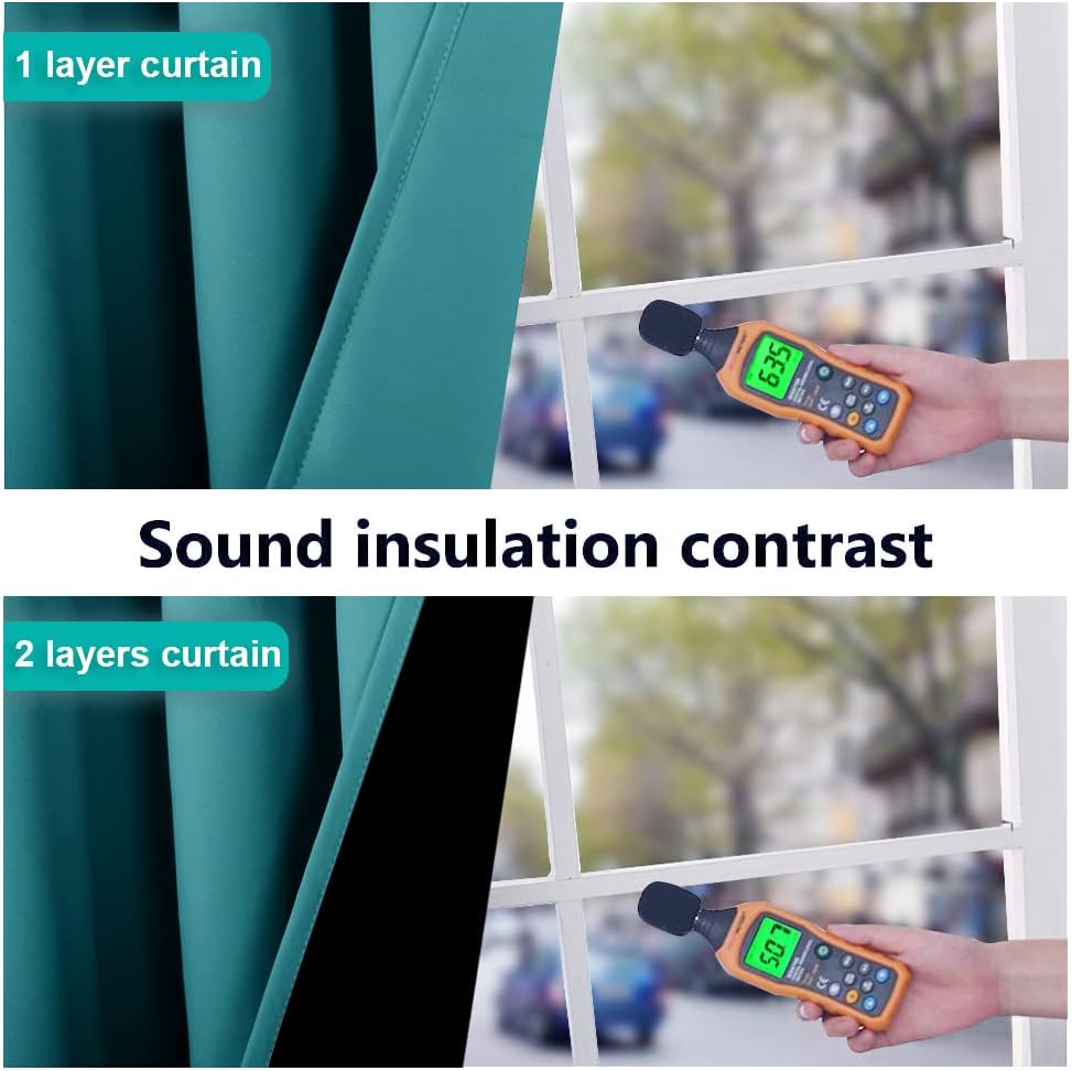NICETOWN 100% Blackout Window Curtain Panels, Full Light Blocking Drapes with Black Liner for Nursery, 78-inch Drop Thermal Insulated Draperies (Peacock Teal, 2 Pieces, 55-inch Wide Per Panel)